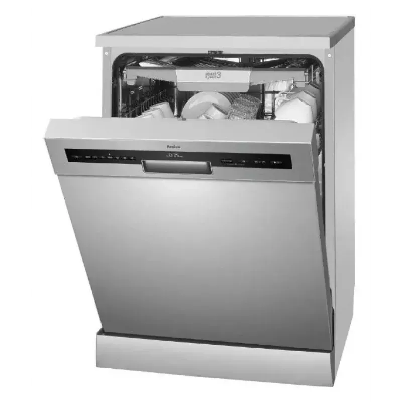 Máquina de lavar loiça de instalação livre AMICA DFM64C7EOQIH, 14 conjuntos de louça, inox, 47 dB, classe energética C