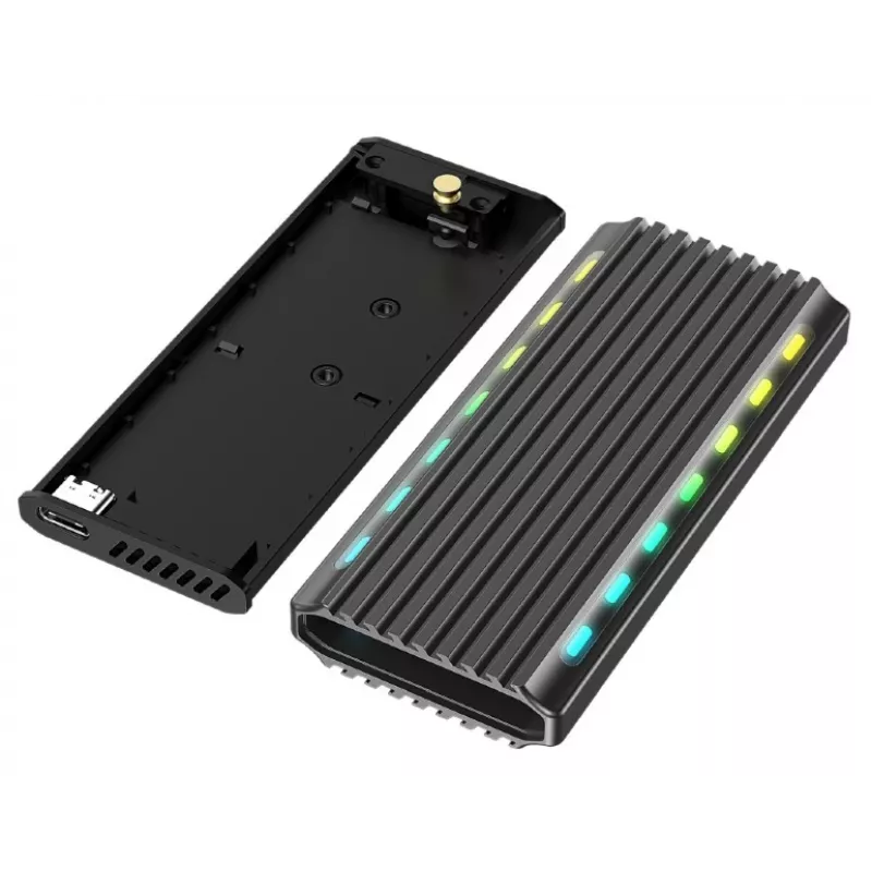 GEMBIRD EE2280-U3C-03 caixa externa para SSD M.2 NVMe/SATA, USB 3.1 Gen 2 (10 Gbit/s), USB Type-C, RGB, alumínio