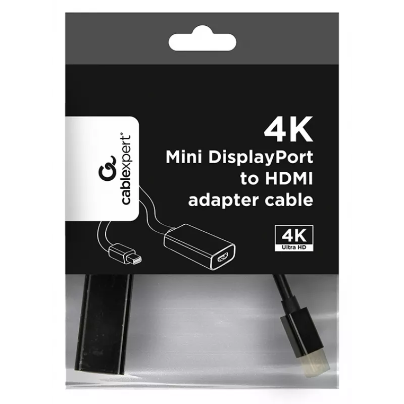 Cabo Mini DisplayPort para HDMI Gembird A-MDPM-HDMIF4K-01 0,15 m, 4K, preto