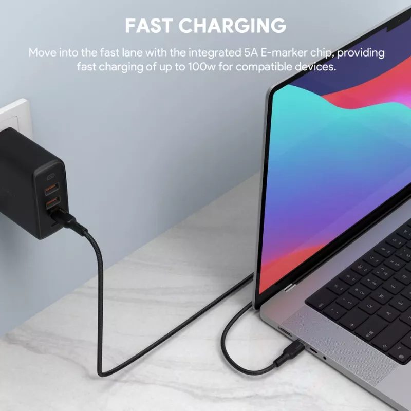 Cabo USB AUKEY CB-KCC102 1,8 m USB-C preto 0,48 Gbit/s