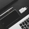 Carregador QOLTEC 50763 — carregador rápido AC de interior 35W, USB-C PD 3.0 + USB-A, 5–20V, branco