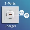 Carregador QOLTEC 50763 — carregador rápido AC de interior 35W, USB-C PD 3.0 + USB-A, 5–20V, branco