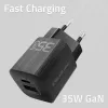 Carregador rápido AC de interior QOLTEC 50764 USB-C 35W PD 3.0 + USB-A, 5–20V, ficha europeia Type-C
