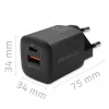 Carregador rápido AC de interior QOLTEC 50764 USB-C 35W PD 3.0 + USB-A, 5–20V, ficha europeia Type-C