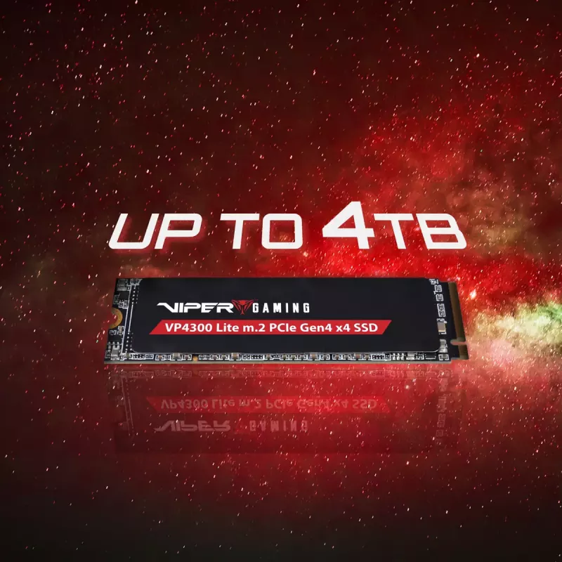 SSD M.2 2280 NVMe PATRIOT VP4300 Lite 4 TB, PCIe 4.0 x4, leitura 7400 MB/s, escrita 6000 MB/s, NVMe 2.0