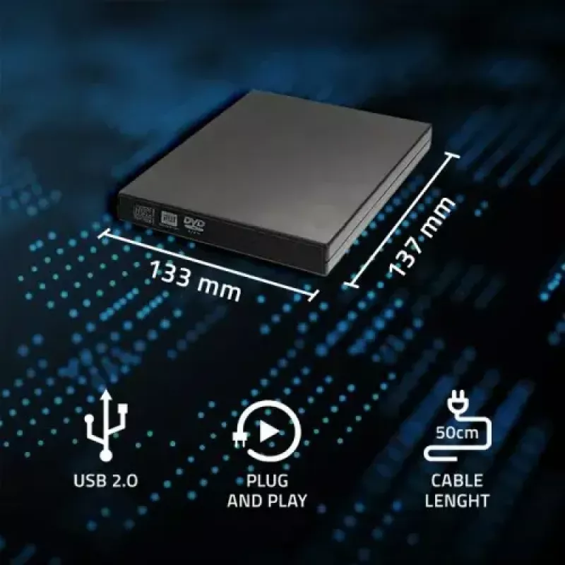 Unidade externa DVD-RW Qoltec 51858, USB 2.0 e eSATA, carregamento por bandeja, preto, 24x CD / 8x DVD