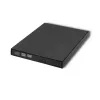 Unidade externa DVD-RW Qoltec 51858, USB 2.0 e eSATA, carregamento por bandeja, preto, 24x CD / 8x DVD