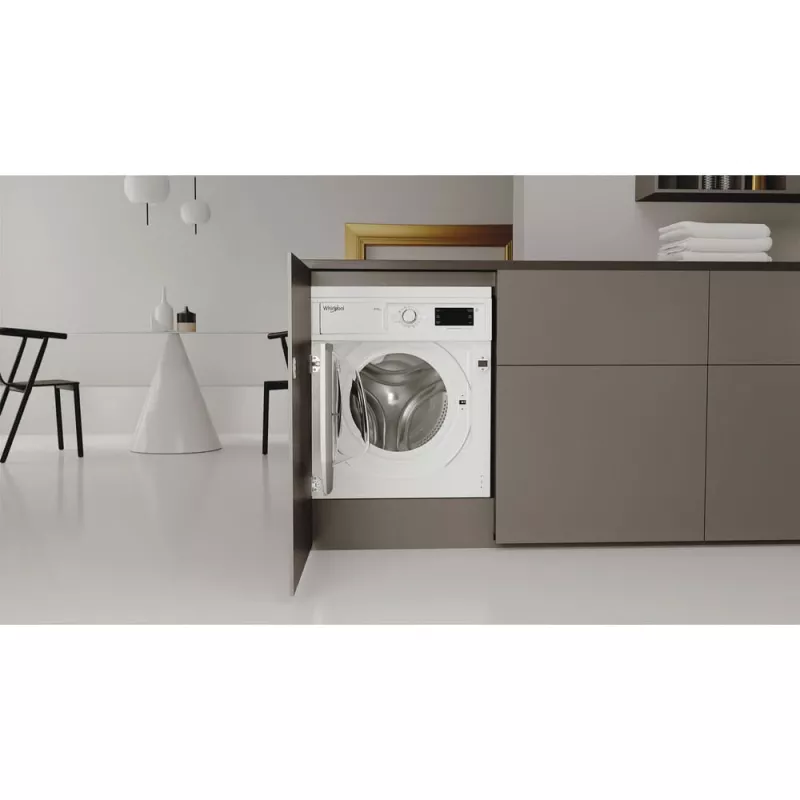 Máquina de lavar e secar roupa de encastrar Whirlpool FreshCare BI WDWG 861485 EU de carregamento frontal branca