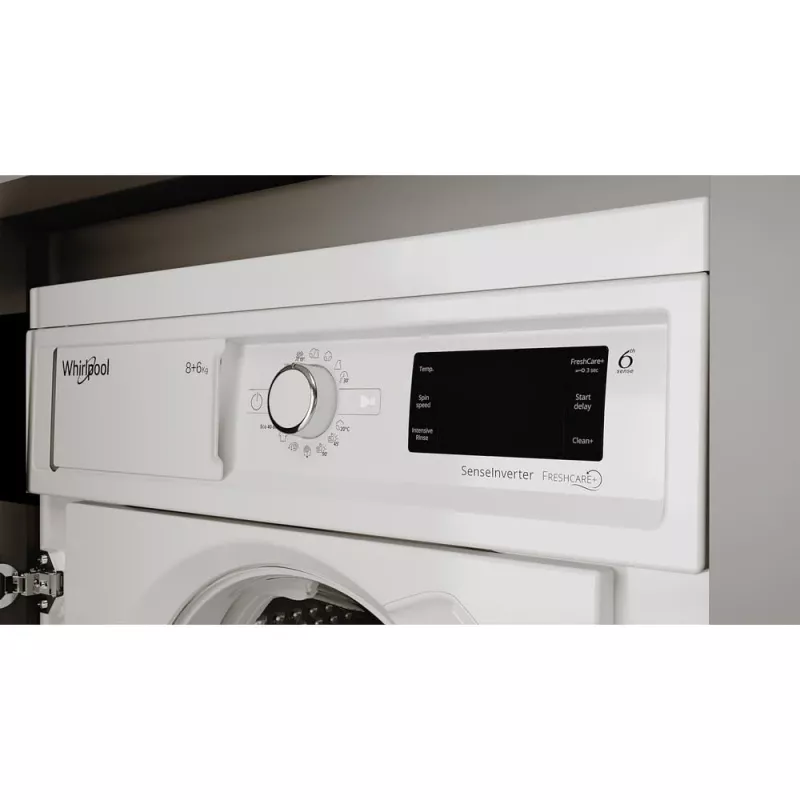Máquina de lavar e secar roupa de encastrar Whirlpool FreshCare BI WDWG 861485 EU de carregamento frontal branca
