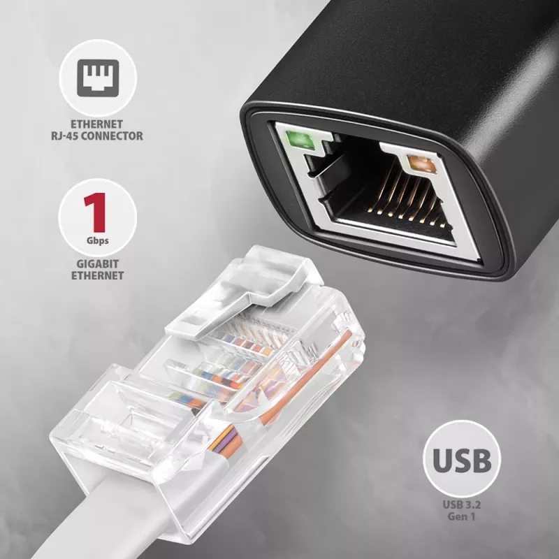 Adaptador Axagon ADE-AR USB-A 3.2 Gen 1 - Gigabit Ethernet, Realtek 8153