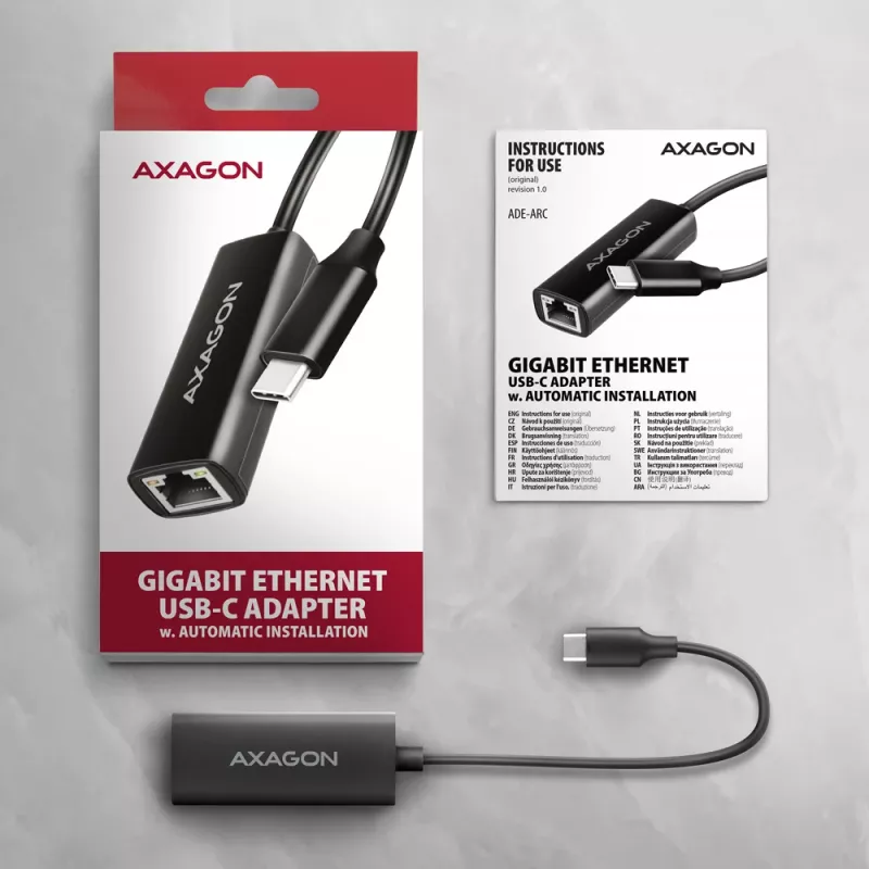 Adaptador Axagon ADE-ARC USB-C 3.2 Gen 1 - Gigabit Ethernet, Realtek 8153