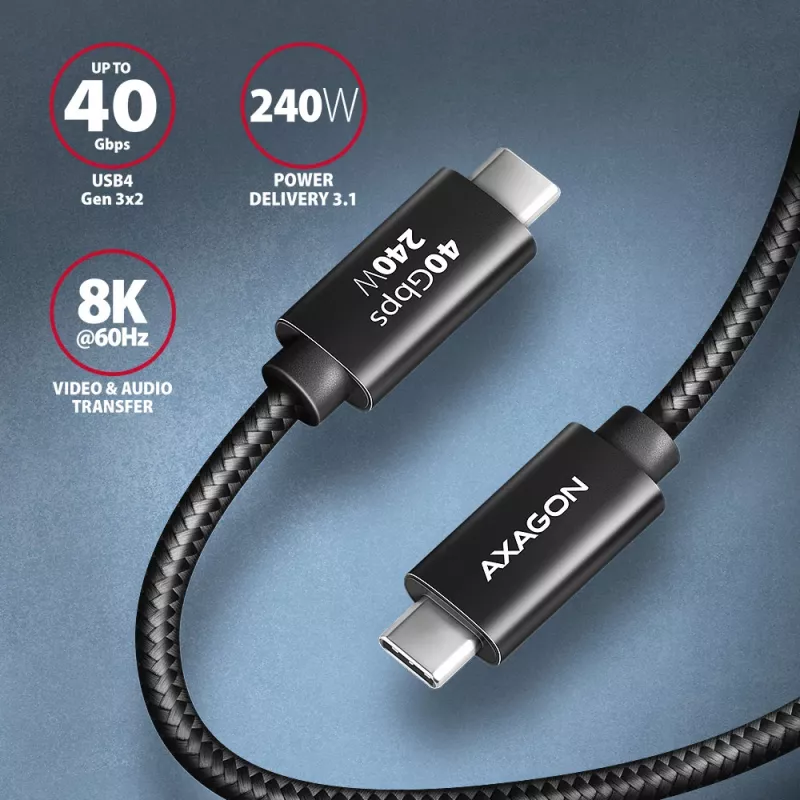 Cabo USB Axagon BUCM4X-CM10AB USB4 Gen 3x2 1m preto