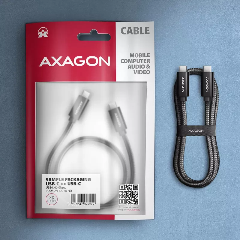 Cabo USB Axagon BUCM4X-CM10AB USB4 Gen 3x2 1m preto