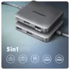 Hub Axagon HMC-5HL USB 5Gbps, 2x USB-A, HDMI 4K/60Hz, RJ-45, PD 100W, cabo USB-C de 20cm