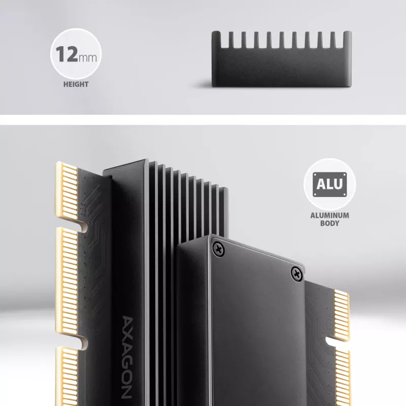 Adaptador Axagon PCEM2-XS PCIe x16 - M.2 NVMe M-Key, com dissipador de alumínio passivo