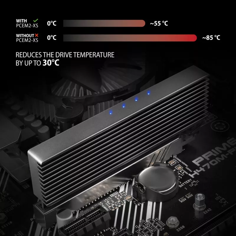 Adaptador Axagon PCEM2-XS PCIe x16 - M.2 NVMe M-Key, com dissipador de alumínio passivo