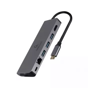 Hub USB GEMBIRD A-CM-COMBO5-05 — USB 3.2 Gen 1 Type-C, 3x USB-A, HDMI, RJ-45, SD/microSD, 100 W PD