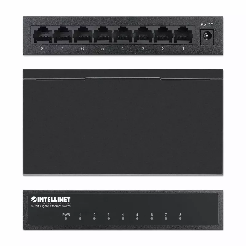 Switch Intellinet 8 portas Gigabit Ethernet, tamanho de secretária, caixa metálica, IEEE 802.3az (Energy Efficient Ethernet)