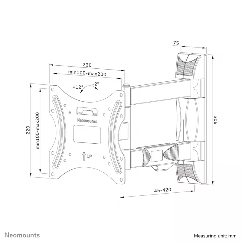 Suporte de parede para TV Neomounts WL40-550BL12 32-55 polegadas – totalmente móvel – instalação fácil