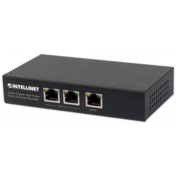 Extensor repetidor PoE+ Intellinet 2 portas Gigabit High-Power, IEEE 802.3at/af Power over Ethernet (PoE+/PoE), metal