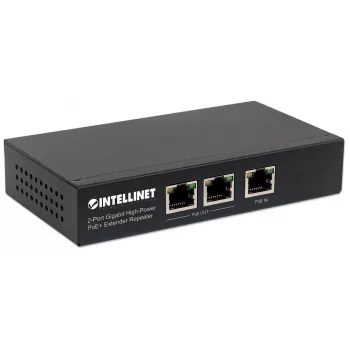 Extensor repetidor PoE+ Intellinet 2 portas Gigabit High-Power, IEEE 802.3at/af Power over Ethernet (PoE+/PoE), metal