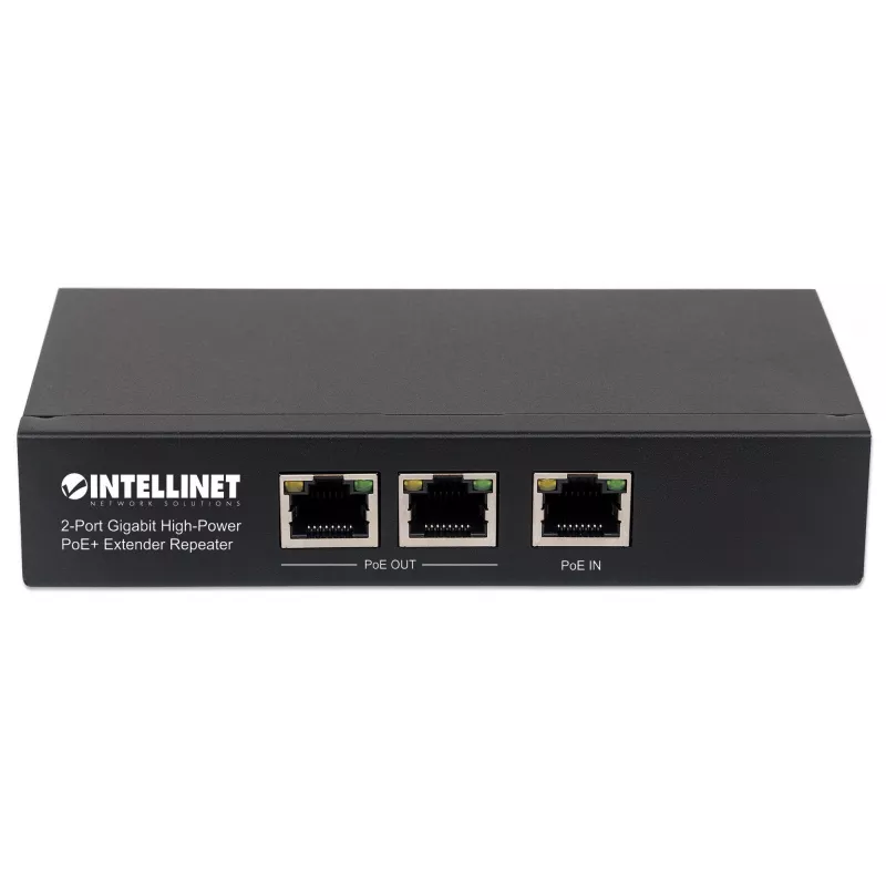 Extensor repetidor PoE+ Intellinet 2 portas Gigabit High-Power, IEEE 802.3at/af Power over Ethernet (PoE+/PoE), metal