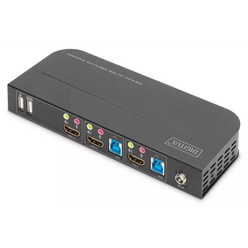 Switch KVM DIGITUS - 2x1 HDMI, HDMI Out, USB, 4Kx2K@60Hz