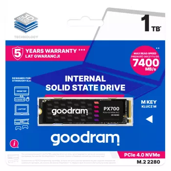 Goodram PX700 SSD SSDPR-PX700-01T-80 unidade de estado sólido interna 1 TB M.2 PCI Express 4.0 NVMe 3D NAND