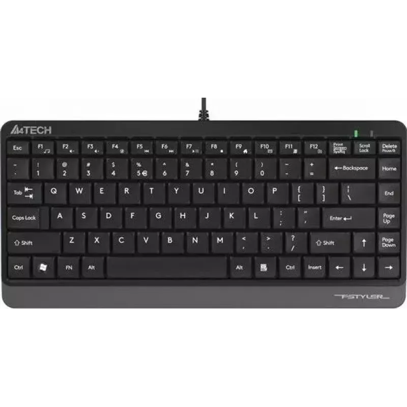 Teclado USB com fio A4Tech FStyler FK11 – layout padrão compacto, inglês, 12 teclas de atalho, apoio de pulso, cabo de 1,5 m