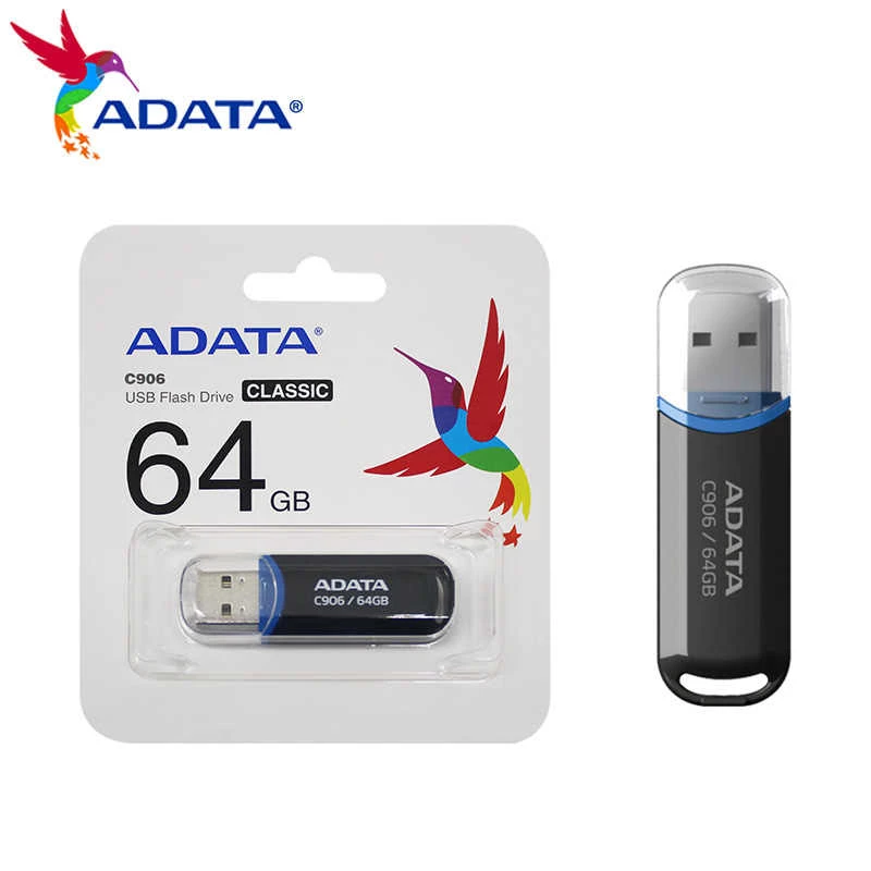 Pen drive ADATA C906 64 GB USB Type-A 2.0, preto, com proteção de tampa