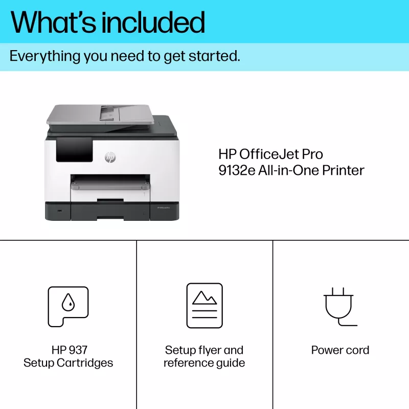 Impressora multifunções a cores sem fios HP OfficeJet Pro 9132e, Instant Ink; impressão frente e verso