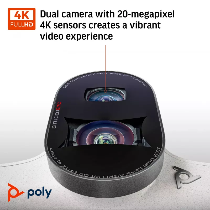Câmara inteligente POLY Studio E70 20 MP 4K Ultra HD branca