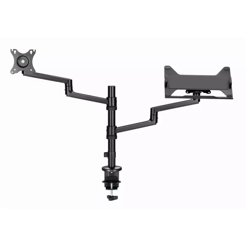 Gembird MA-DA-04 suporte de secretária ajustável com braço para monitor e tabuleiro para portátil, 17–32 polegadas