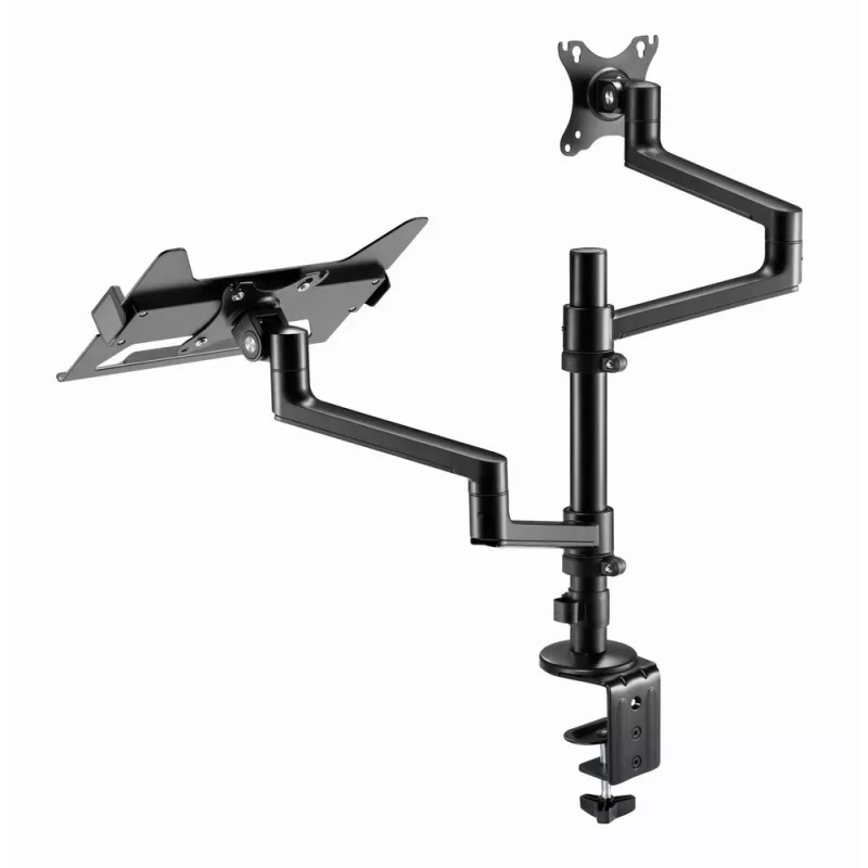 Gembird MA-DA-04 suporte de secretária ajustável com braço para monitor e tabuleiro para portátil, 17–32 polegadas