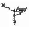 Gembird MA-DA-04 suporte de secretária ajustável com braço para monitor e tabuleiro para portátil, 17–32 polegadas