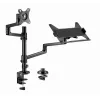 Gembird MA-DA-04 suporte de secretária ajustável com braço para monitor e tabuleiro para portátil, 17–32 polegadas