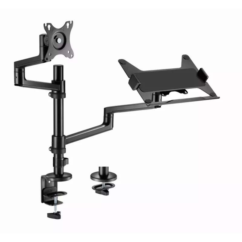 Gembird MA-DA-04 suporte de secretária ajustável com braço para monitor e tabuleiro para portátil, 17–32 polegadas