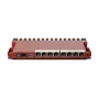 Router com fios MikroTik L009UiGS-RM — 8x RJ-45, 2,5 Gigabit Ethernet, 1x SFP, 1x USB, CPU 800 MHz, 512 MB RAM, vermelho