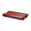 Router com fios MikroTik L009UiGS-RM — 8x RJ-45, 2,5 Gigabit Ethernet, 1x SFP, 1x USB, CPU 800 MHz, 512 MB RAM, vermelho