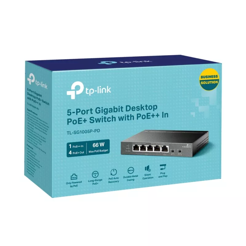 Switch de rede TP-Link TL-SG1005P-PD Gigabit Ethernet (10/100/1000) Power over Ethernet (PoE) Preto