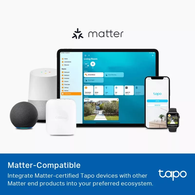 Lâmpada inteligente TP-Link Tapo, Multicolor, Matter, lâmpada inteligente, Wi-Fi/Bluetooth, Branco, 802.11b, 802.11g, Wi-Fi 4 (802.11n), WPA-PSK, WPA2-PSK, WPA3-SAE, LED
