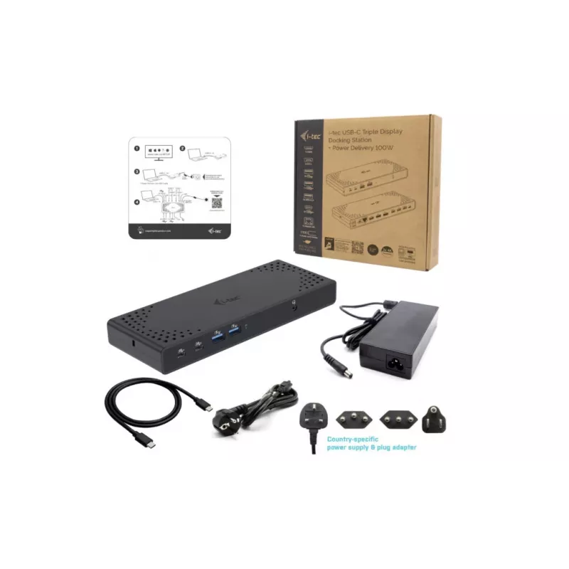 Estação de acoplamento i-tec USB-C Triple Display Gen 2 Power Delivery 100W Com fios 3.2