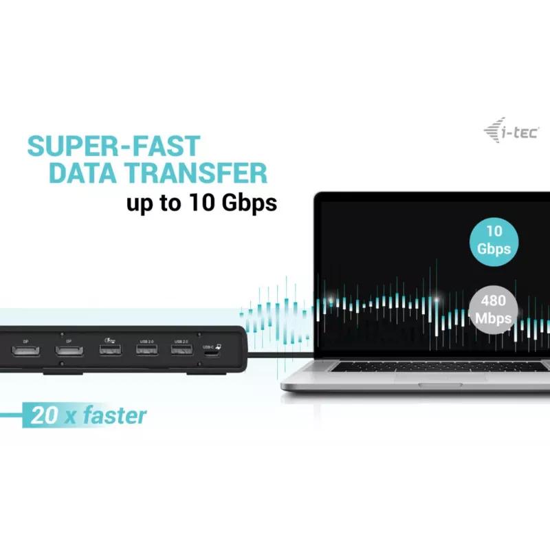 Estação de acoplamento i-tec USB-C Triple Display Gen 2 Power Delivery 100W Com fios 3.2