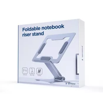 Suporte para portátil Gembird NBS-D1-03 Prateado Alumínio para até 39,6 cm (15,6 polegadas), dobrável, altura 60 mm, carga máx. 5 kg