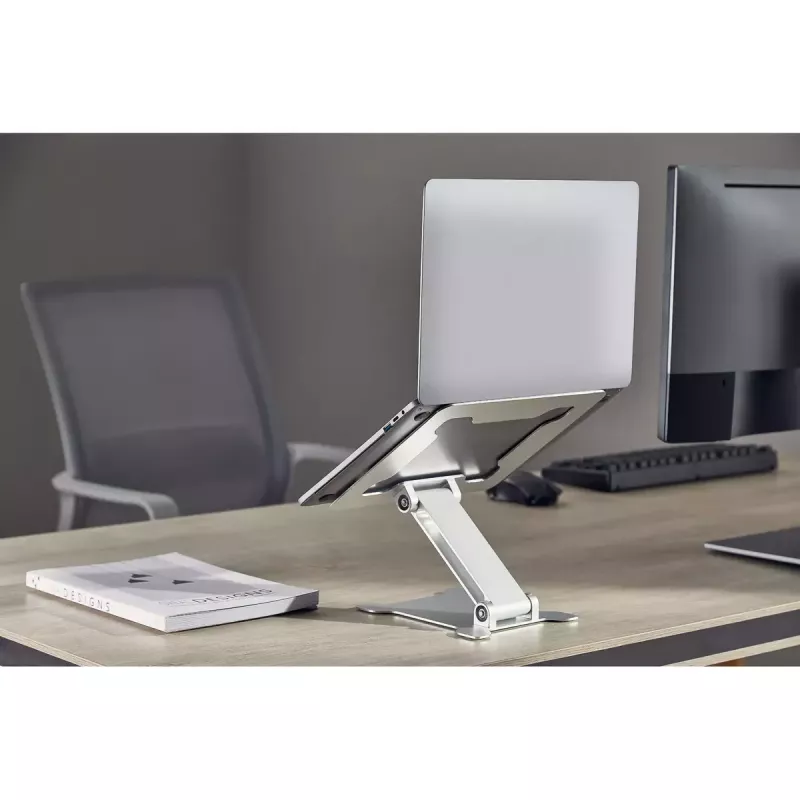 Suporte para portátil Gembird NBS-D1-03 Prateado Alumínio para até 39,6 cm (15,6 polegadas), dobrável, altura 60 mm, carga máx. 5 kg