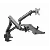 Braço de monitor ajustável GEMBIRD para montagem em secretária com prateleira para portátil (totalmente articulado)