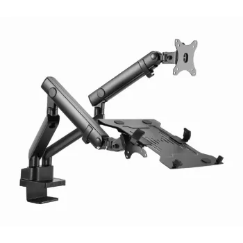 Braço de monitor ajustável GEMBIRD para montagem em secretária com prateleira para portátil (totalmente articulado)
