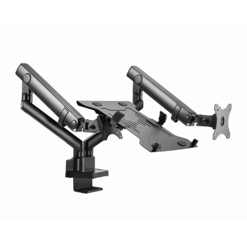 Braço de monitor ajustável GEMBIRD para montagem em secretária com prateleira para portátil (totalmente articulado)