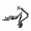 Braço de monitor ajustável GEMBIRD para montagem em secretária com prateleira para portátil (totalmente articulado)