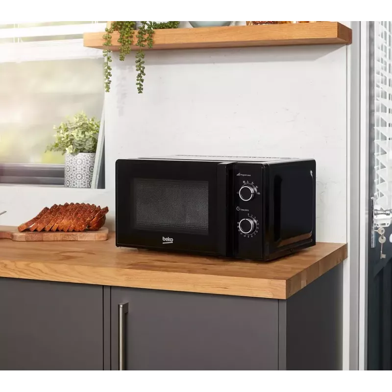 Beko MOC20100WFB micro-ondas solo, 700 W, 20 l, prato rotativo de 24,5 cm, comando mecânico, branco